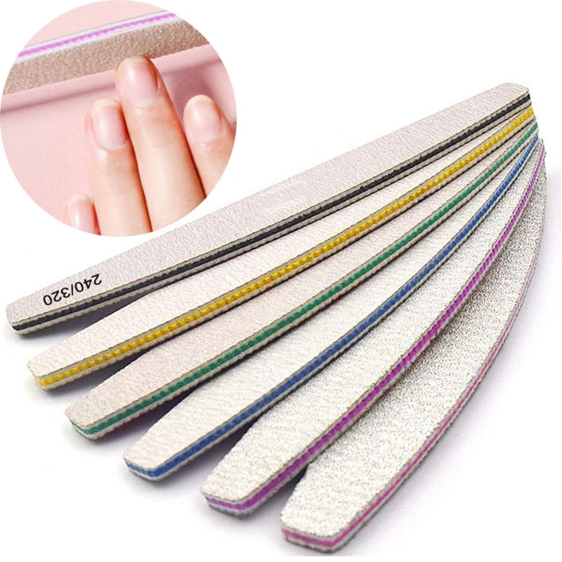 Professional Nail File 80/100 100/150 100/180 Half Moon Sandpaper Nails Sanding Nail Buffer Grinding Polishing Nail Art Tools-Nail Inspo