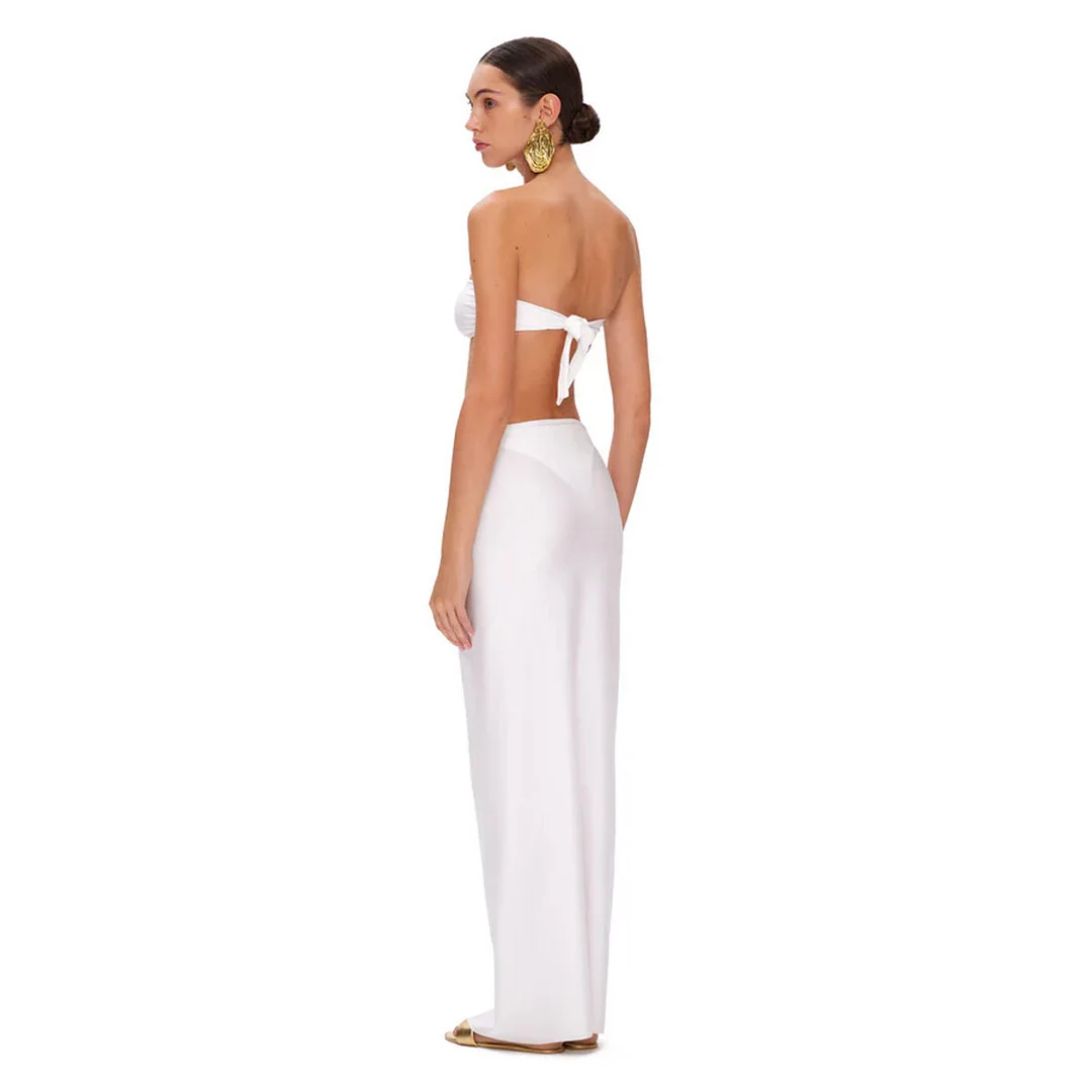 Uveng Sexy Breast-Wear Bikini Three-Piece Solid Color Sexy Split Swimsuit Woman 2025 New Bikini