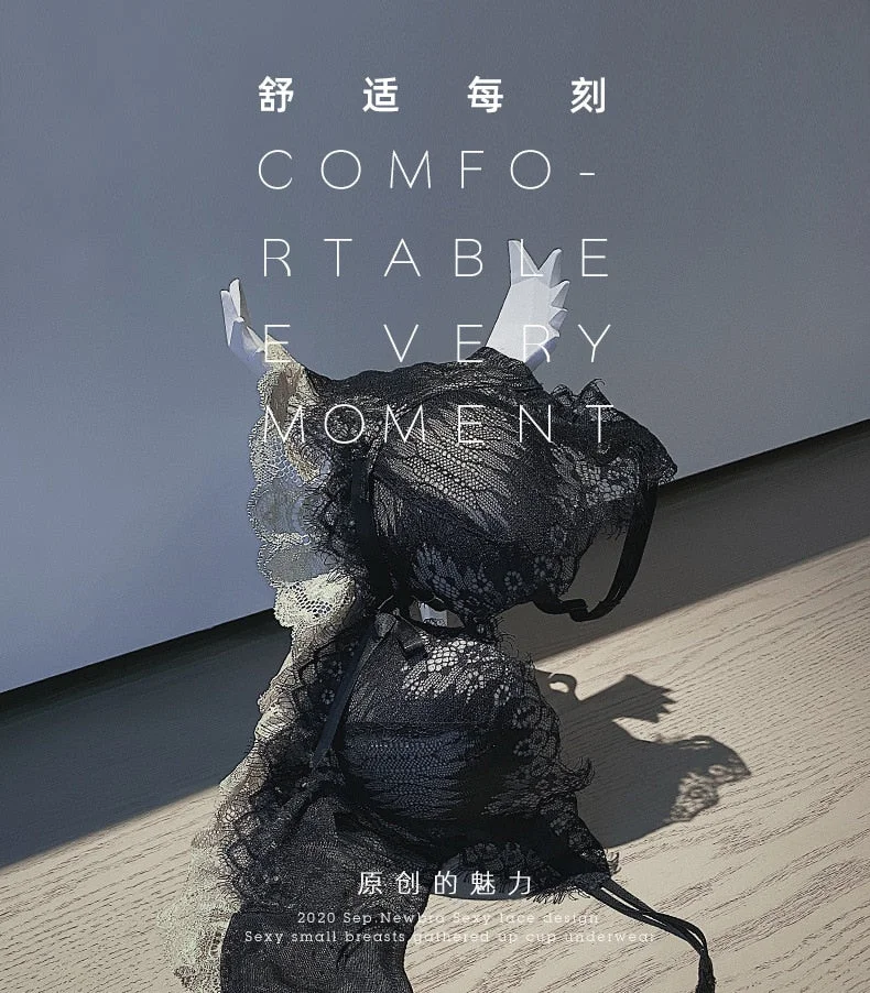 2021 New Japanese Bra Briefs Set Sexy Lace Underwear Fashion Push Up Comfortable No Steel Ring Brassiere Female Lingerie Set