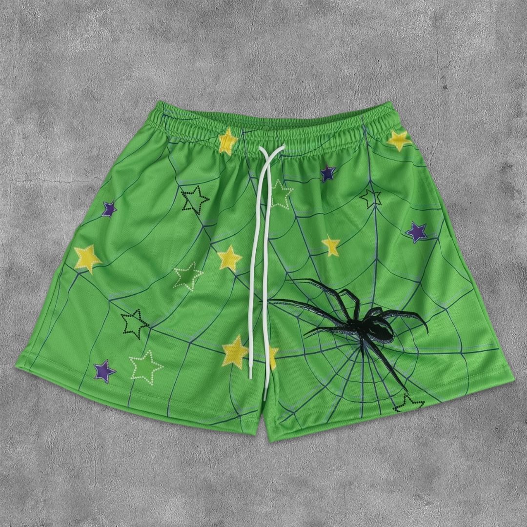 Sopula Spider Star Art Graphics Mesh Shorts - SOPULA