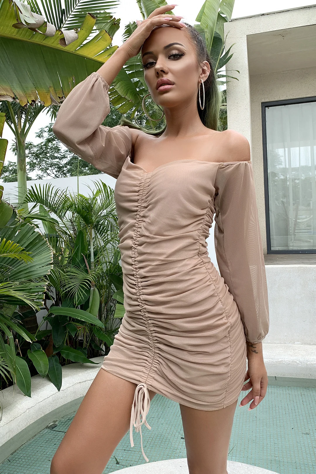 Modern Long Sleeves Off-the-Shoulder Short Party Gowns Online YE0207 - lulusllly