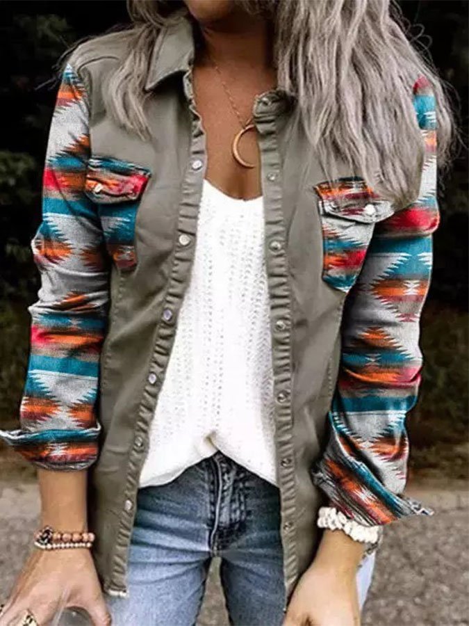 Retro Geometric Patchwork Jacket
