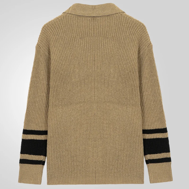 Uveng Uveng Men's Dress Thicker Knitted Jersey Clip Long-Sleeved Sweater Jacket SY0119