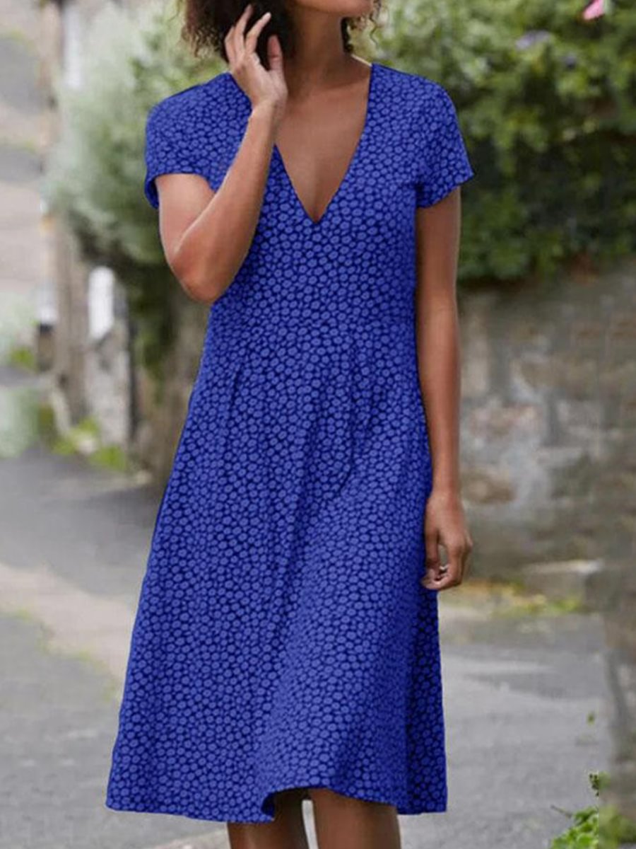 Maternity Casual Print Short Sleeve Dress