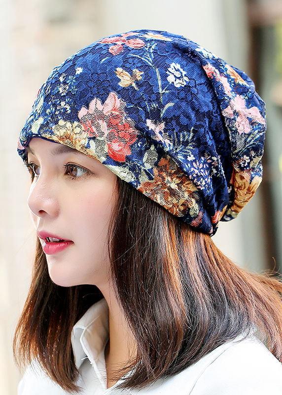 VCSHOES Cozy Blue Floral Bonnie Hat
