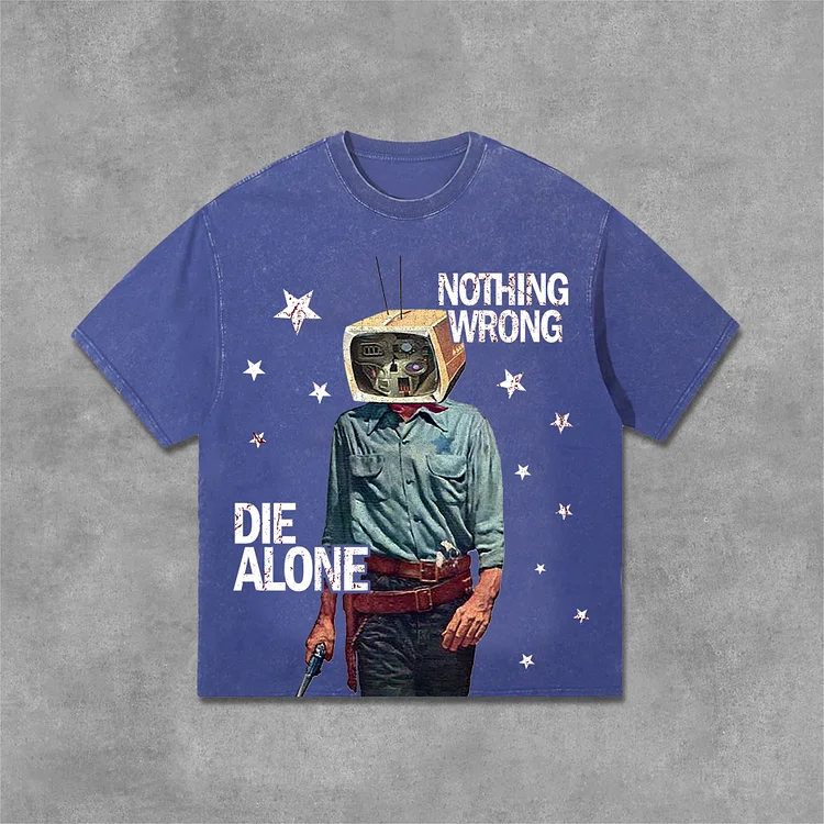 Vintage Nothing Wrong Graphic Print Acid Washed T-Shirt SOPULA