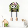 (US Local)Panda Theme Wood DIY Diamond Painting Hooks Home Decor Craft Kit for Wall Decor