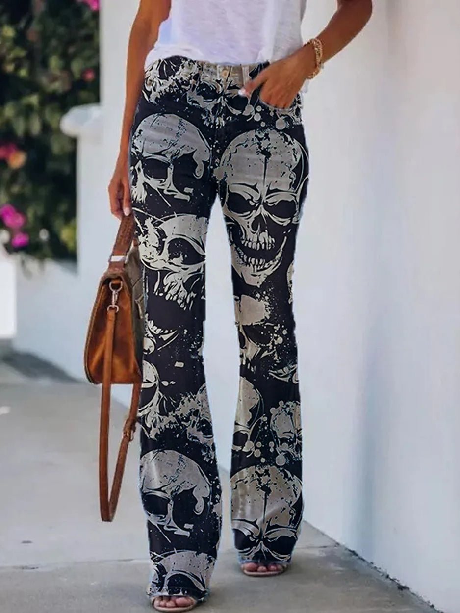 3D Skull Print Casual Trousers