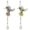 2PCS Spread-Winged Bird 5D DIY Diamond Painting Wind Chimes Suncatcher Kit Double Sided Diamond Art Kits Suncatcher with Crystal Pendant for Home Wall Window Decor Adults DIY Art Craft