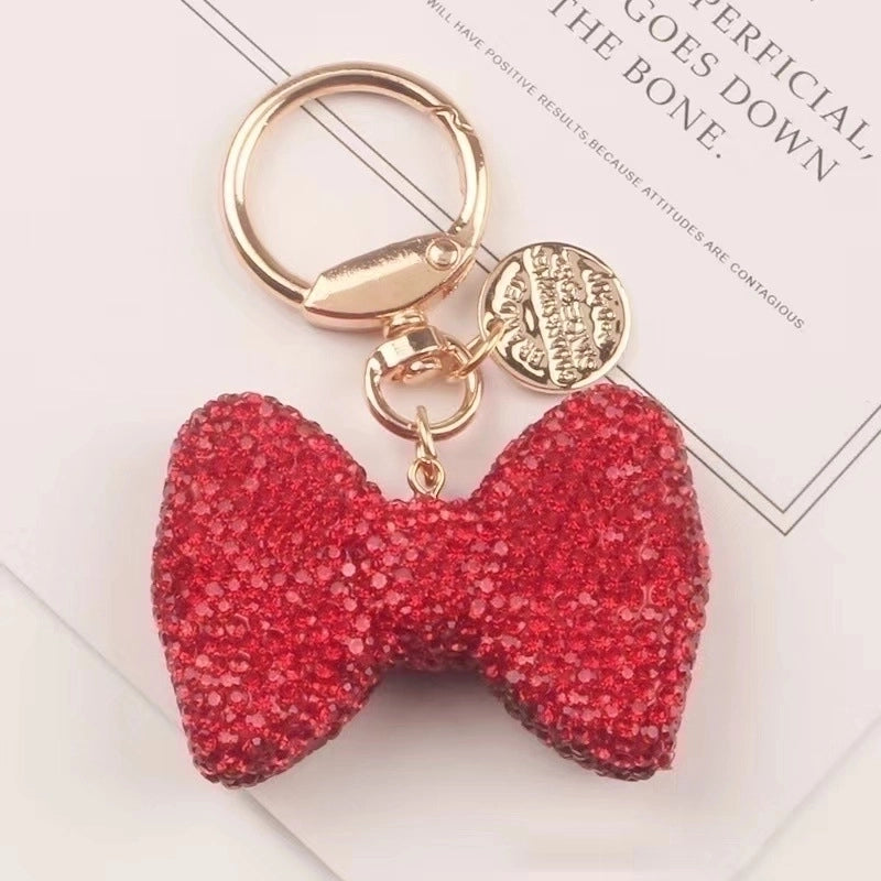 Cartoon Style Bow Knot Alloy Inlay Zircon Women’s Keychain