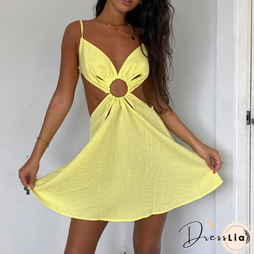 Brand New Women Party Lace Flower Backless Mini Dress Summer Sexy Sling SpaghettiStraps Deep V Neck Wedding Club Vestidos