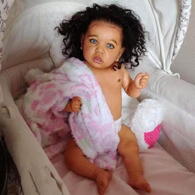 22'' Elsie Heartbeat Reborn Baby Doll Girl African American Baby