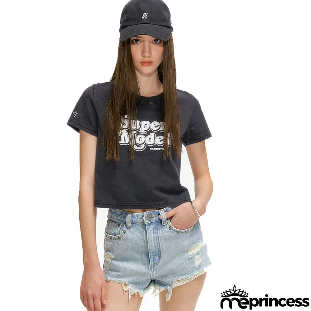 slim skinny Tee full cotton short ladies Crop short-sleeved t-shirt
