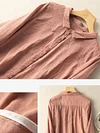Embroidered Long Sleeve Casual Linen Shirt Top