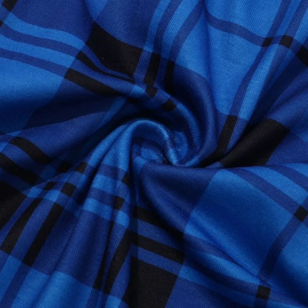 "Family Christmas" 2024 Letter Print Blue & Black Plaid Family Matching White Pajamas With Dog