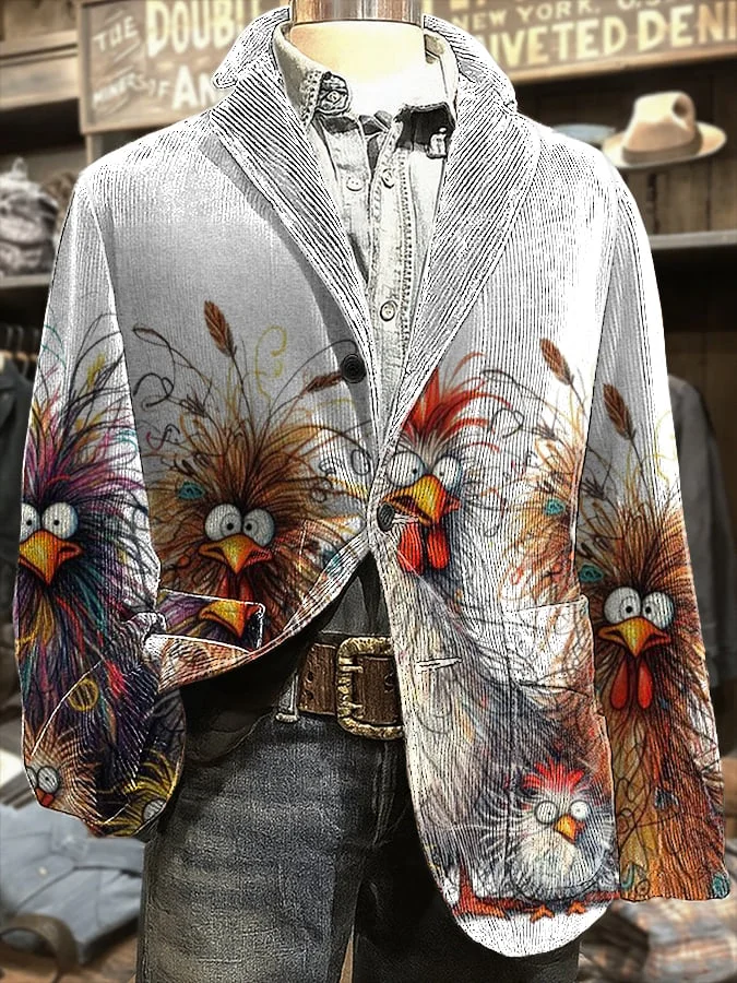 Men's Retro Thanksgiving Turkey Casual Blazer 