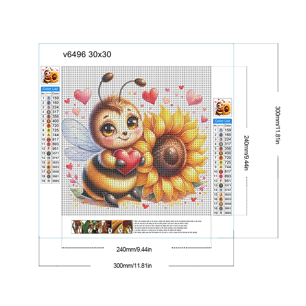 Diamond Painting - Full Round Drill - Cute Bee(Canvas|30*30cm)