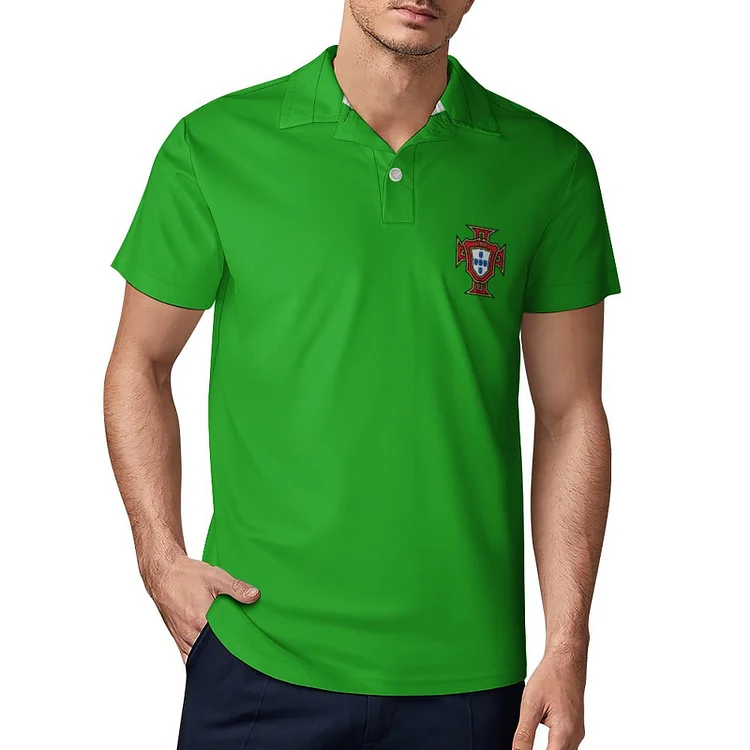 Portugal Polo De Golf À Séchage Rapide Coupe Homme Blanc