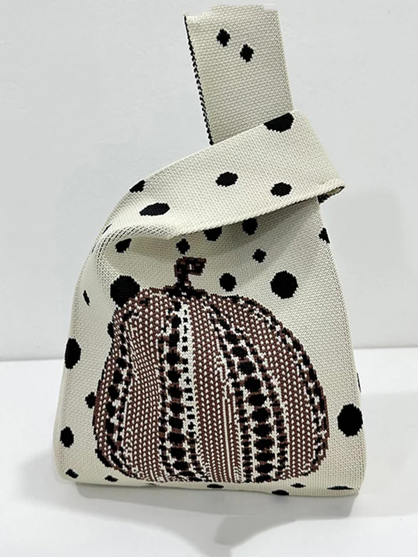 Polka-Dot Split-Joint Woven Bags Handbags