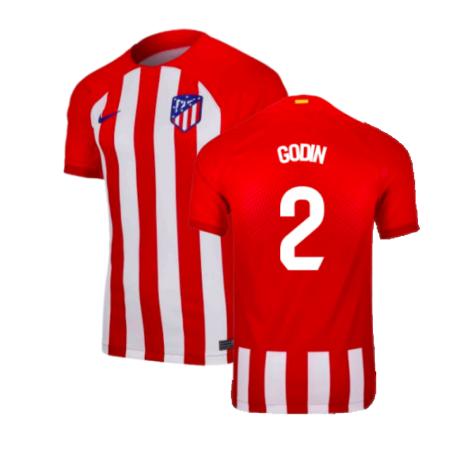 Atletico Madrid Diego Godín 2 Home Shirt Kit 2023-2024 (With Sponsors)