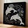 DIY Pearl Painting Dolphins for Home Wall Decor with Frame(30*30cm)
