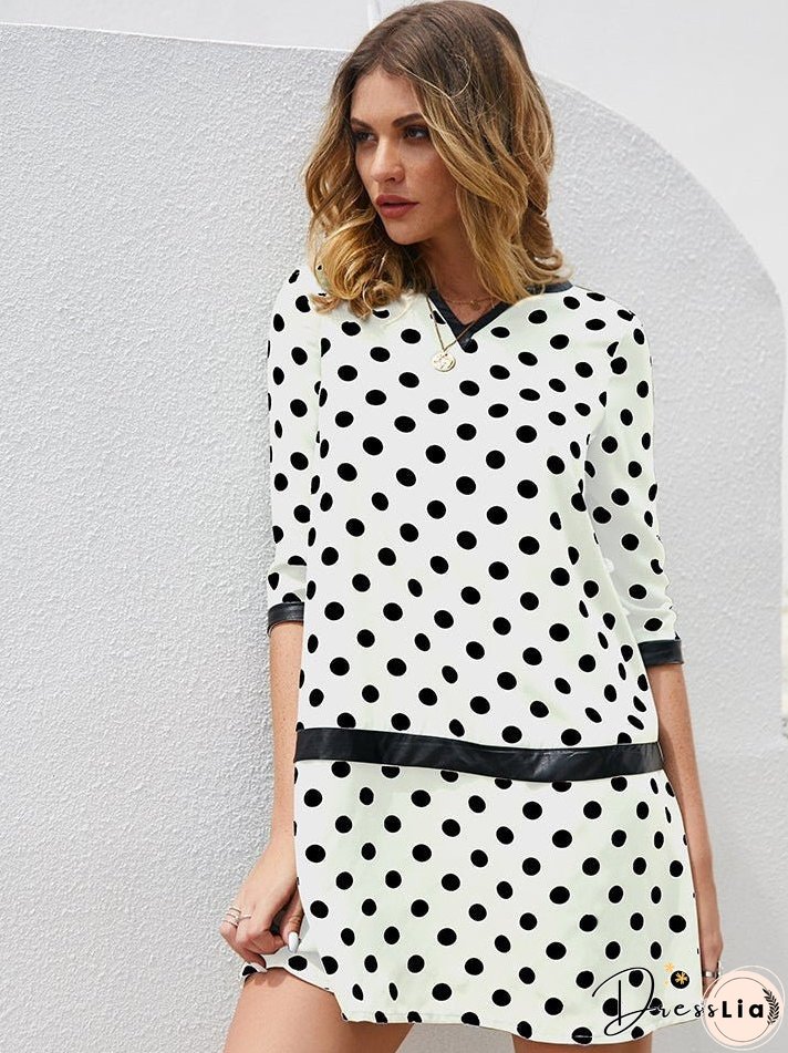 Round spotted pattern long dress