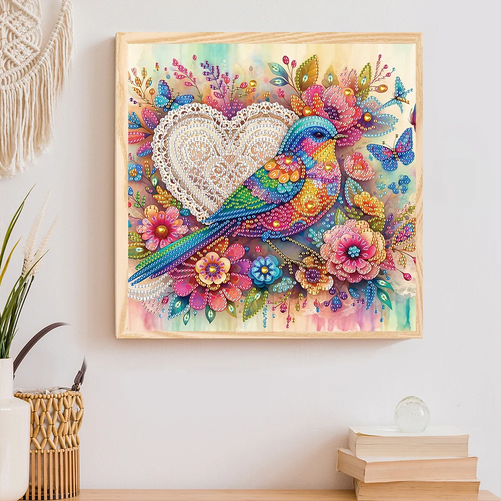 Diamond Painting - Partial Special Shaped Drill - Flower Bird(Canvas|30*30cm)