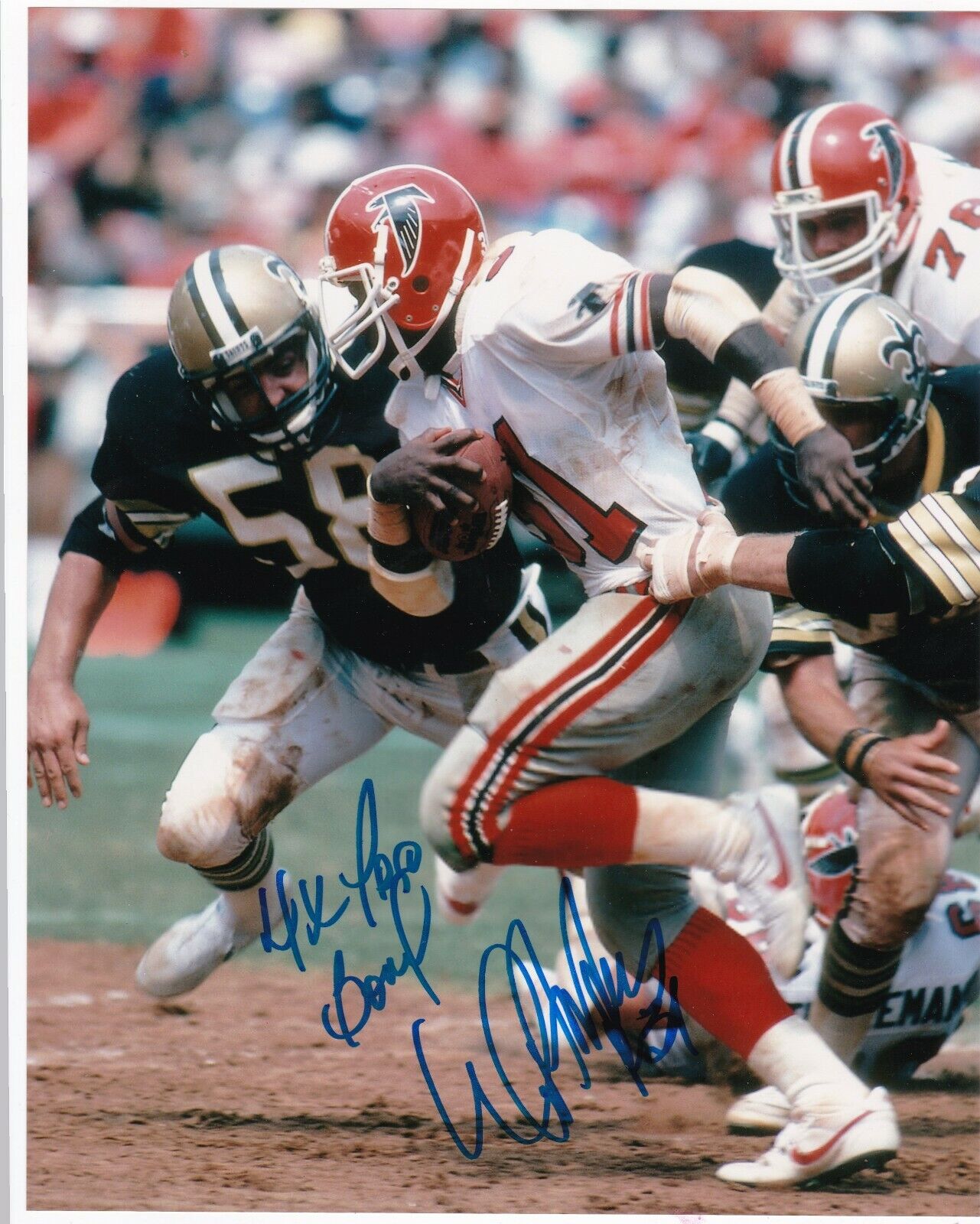 WILLIAM ANDREWS ATLANTA FALCONS 4 X PRO BOWL ACTION SIGNED 8x10 Photo Poster painting