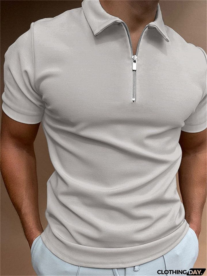 Summer Short Sleeve White Polo Shirt Mens