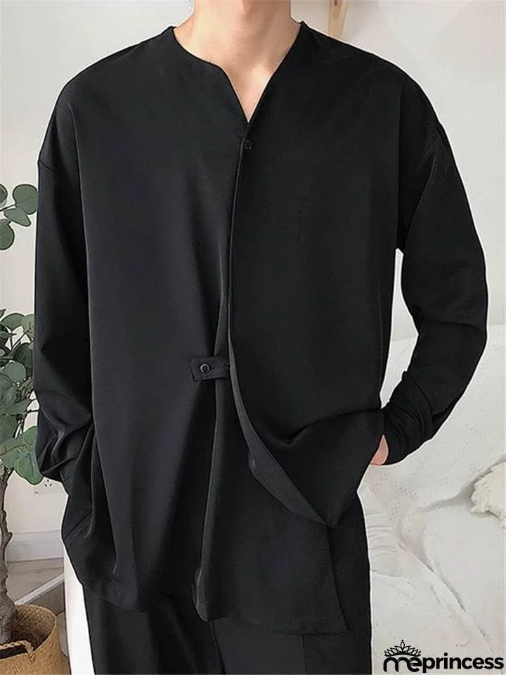 Solid Color Loose Long Sleeve Shirts