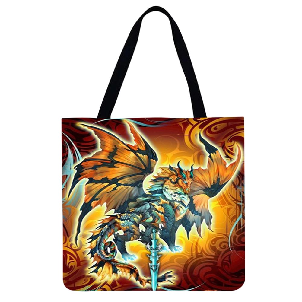 Linen Tote Bag -  Little flying Dragon