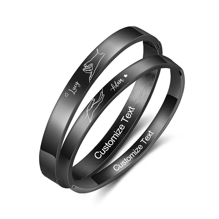 Customized  Couple Bangle Bracelets Engrave Names and Love Text Matching Bracelet  Romantic Gifts