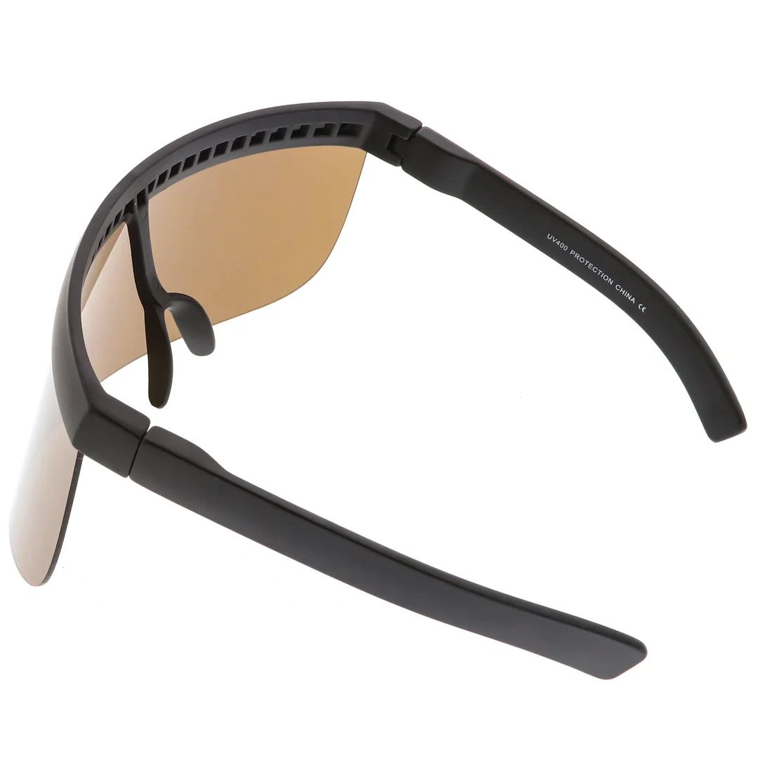 Futuristic Oversize Shield Visor glasses Flat Top Mirrored Mono Lens 172mm
