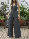 Plunging Empire Wide Leg Jumpsuits