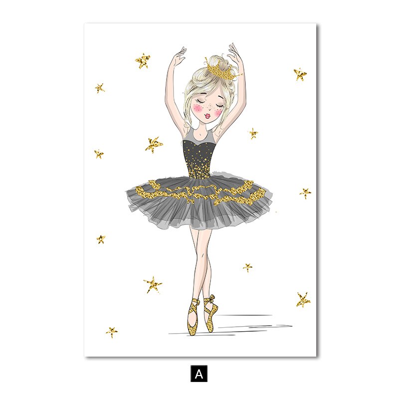 Ballet Girl Poster Fashion Canvas Painting Nursery Wall Art Print Cartoon Black Swan Nordic Pictures For Girl Room Home Decor