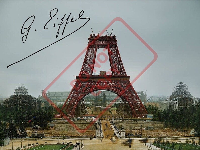 Gustave Eiffel Tower Under Construction Vintage 8.5x11 Autographed Signed Reprint Photo Poster painting