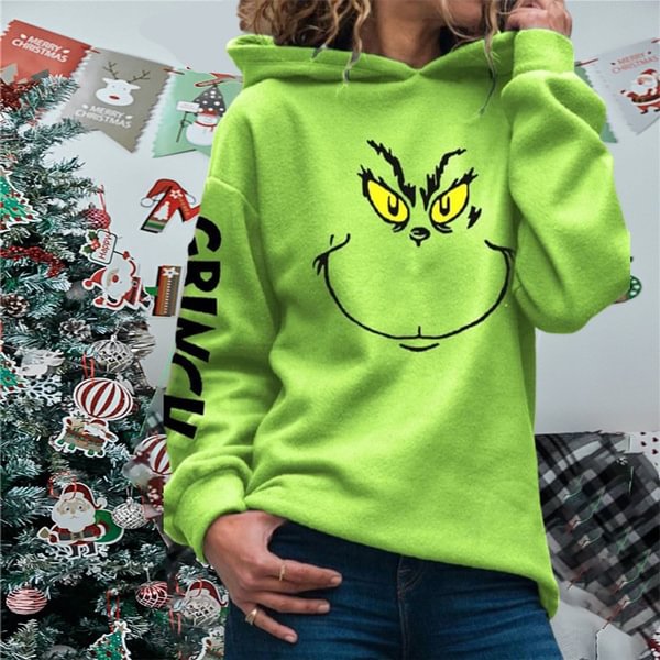 2022 Christmas Clothing Funny Grinch Print Hoodies Autumn and Winter Women Fashion Long Sleeve Hooded Sweatshirts Pullover Sweater - Shop Trendy Women's Fashion | TeeYours