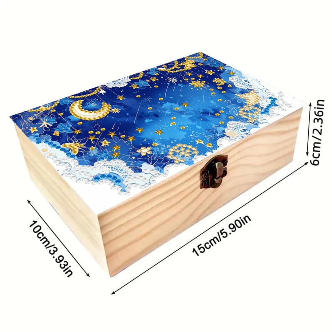 Black Night Stars DIY Wooden 5D Diamond Art Diamond Art Storage Box for Adults