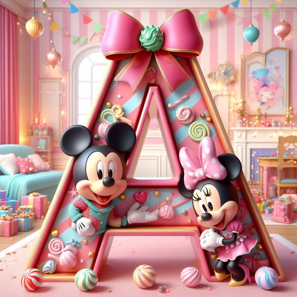 Mickey And Minnie 26 Letters 30*30cm(canvas) full round drill diamond painting