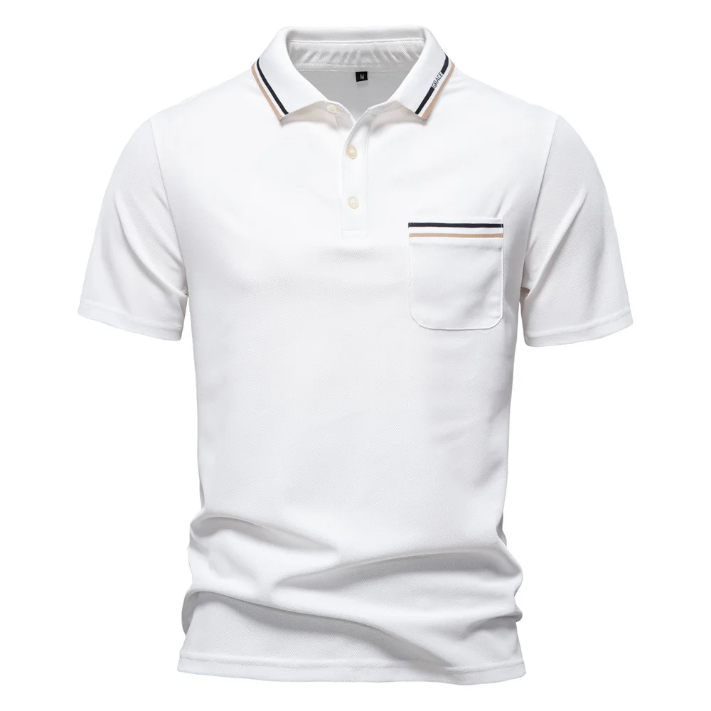 Men's 2025 Striped Lapel Business Casual Short-sleeved POLO Top
