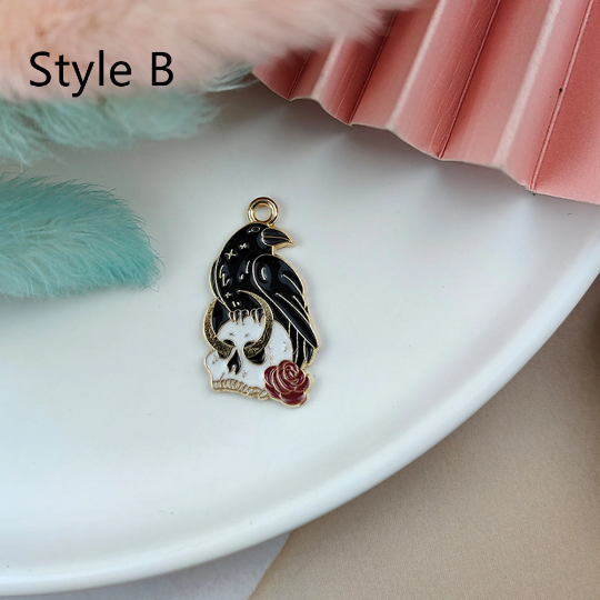Bulk 10 30 Halloween Cartoon Animal Skeleton Snake Raven Cat Charm Pendant,Snake Charms For Handmade Earring Necklace Bracelet Jewelry