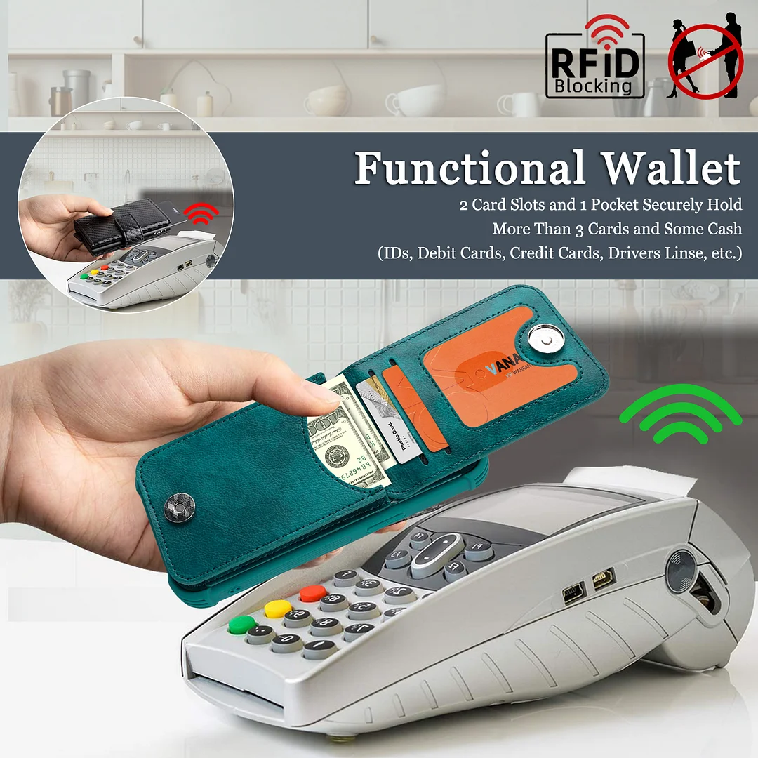 VANAVAGY Wallet Case Compatible for Galaxy S25 5G with Credit Card Holder and Coin Pocket