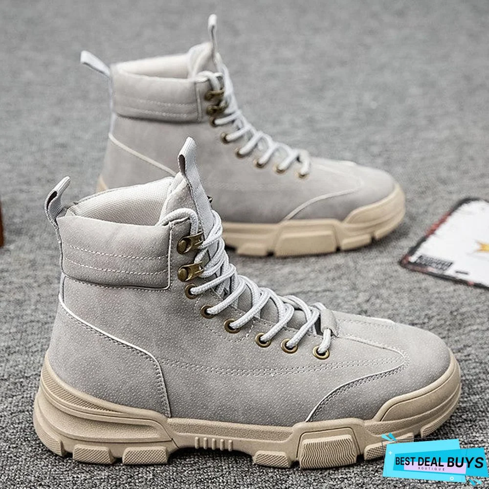 Men's Fall Casual Daily Boots Walking Shoes Pu Breathable Non-Slipping Wear Proof Black / Khaki / Gray