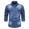Men's Casual No-Iron Long Sleeve Denim Shirt