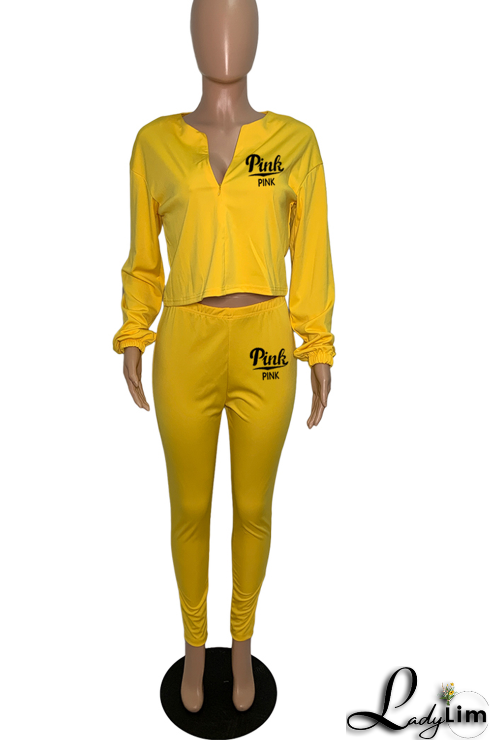 Army Green Fashion Print Patchwork V Neck Long Sleeve Two Pieces