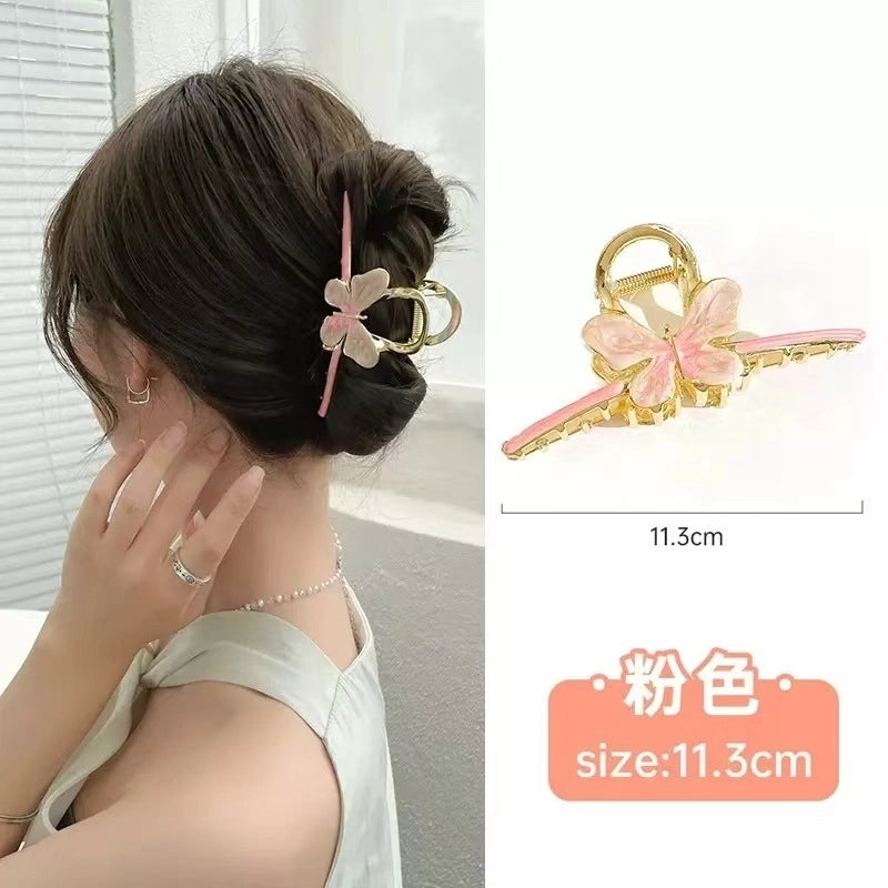 Metal Grab Clip Elegant Bow Hairpin Back Head Large Shark Clip French Pearl Clip Hair Accessories