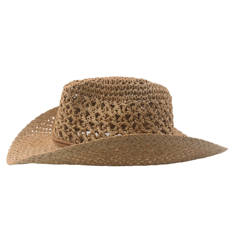 Women’s Retro Solid Color Crimping Straw Hat