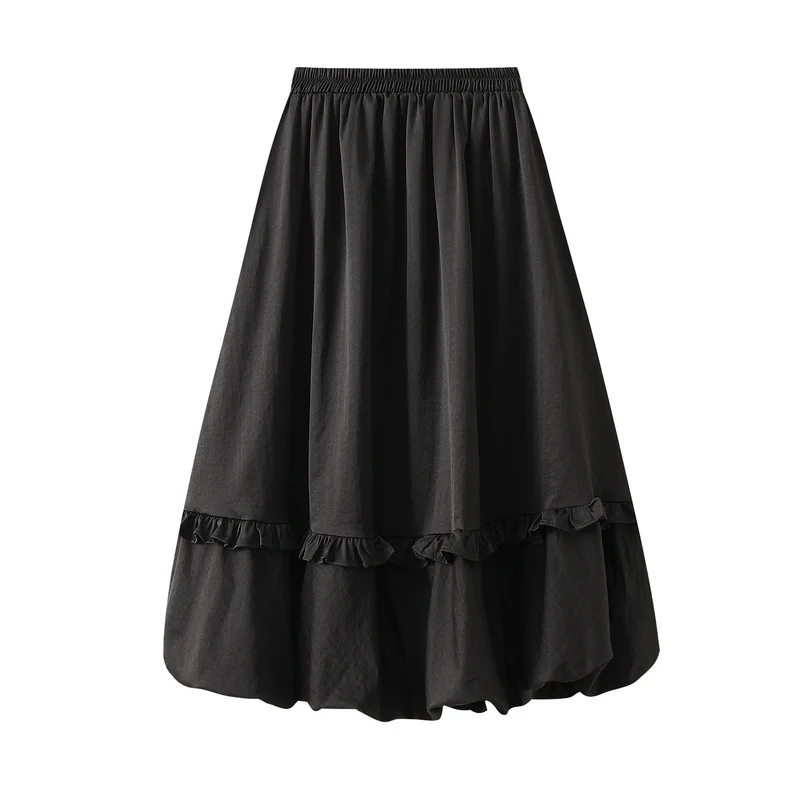 Nigikala Nigikala Waist Wood Ear Folding Flower Buds Mid-Long Dress Girl 2025 New Crobs Thin Dress 2217