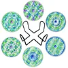 [Upgrade]6pcs/set DIY Diamond Painting Waterproof Case Classic Green Mandala Coaster Gift Decor Set