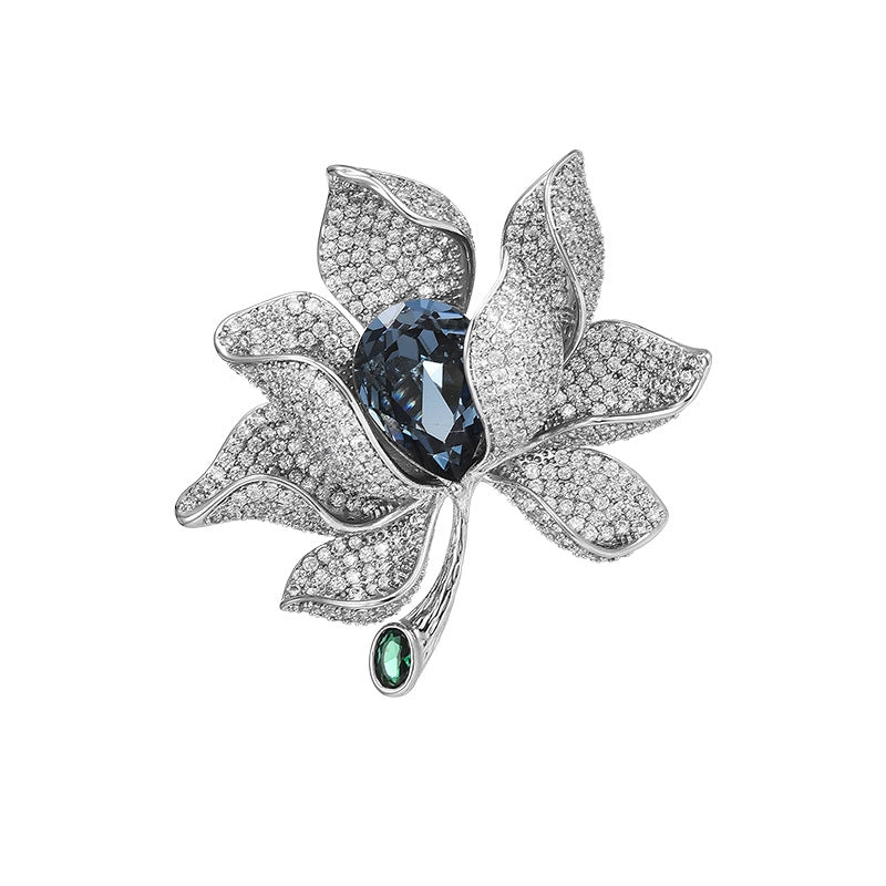 Retro Pin Flower Copper Plating Inlay Zircon Women’s Brooches